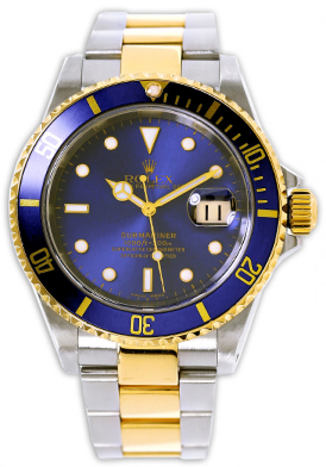 Blue Rolex Submariner 16613 Yellow Gold & Steel