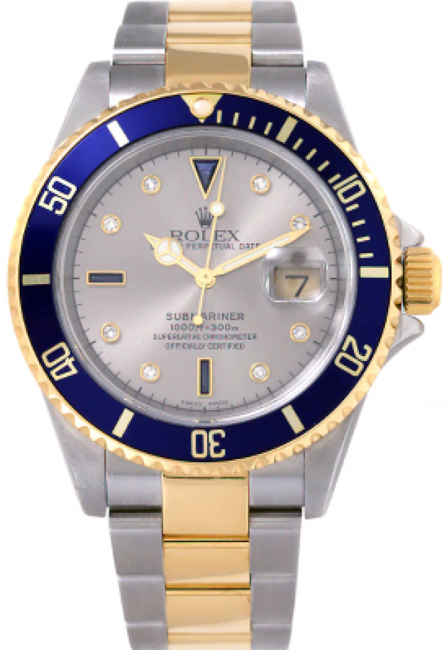 Pre-Owned Two Tone Rolex Submariner 16613 with Diamonds