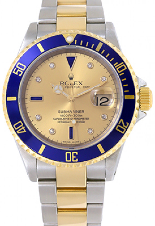Gold & Steel Diamond Dial Rolex Submariner 16613