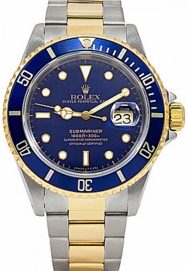 1998 Gold & Steel Blue Bezel & Dial Rolex Submariner 16613