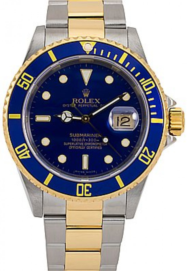2006 Gold & Steel Blue Bezel & Dial Rolex Submariner 16613