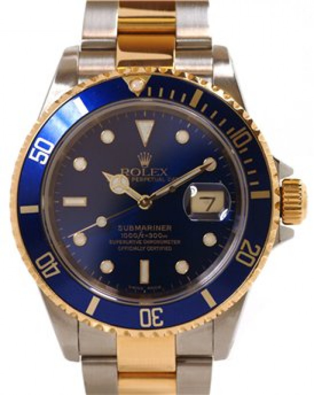Blue Rolex Submariner 16613 Gold & Steel 2000