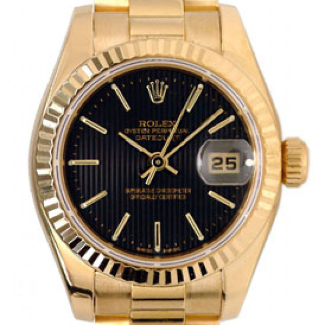 Rolex 179178 Yellow Gold on President, Fluted Bezel Black Onyx with Gold Index