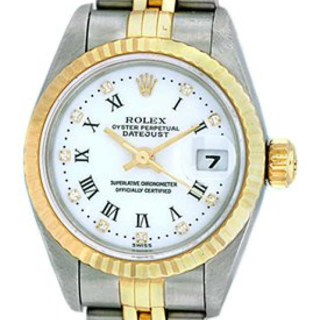 Rolex 79173 Yellow Gold & Steel on Jubilee, Fluted Bezel White Diamond Dial