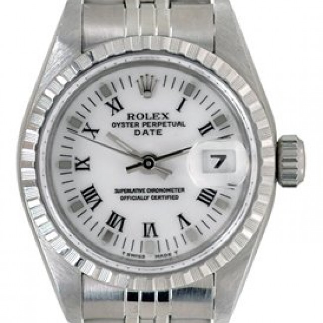 Rolex 69240 Steel on Jubilee, Fluted Bezel White with Black Roman & Silver Index