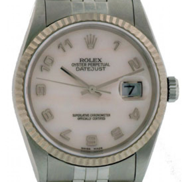 Rolex 16234 White Gold & Steel on Jubilee White Mother Of Pearl with Silver Arabic