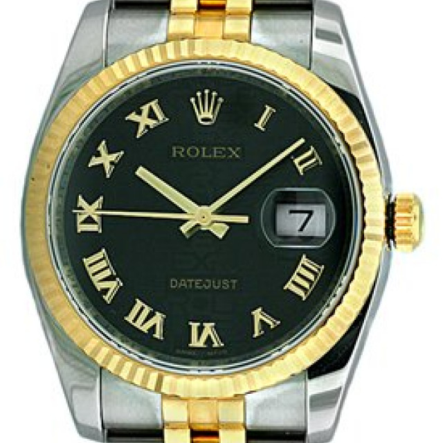 Rolex Datejust 116233 Gold & Steel with Black Dial & Roman Markers