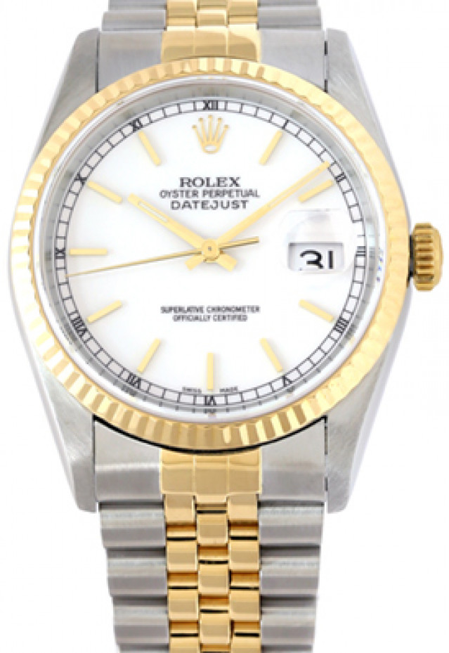 Rolex Datejust 16233 36 mm with Gold Index on White
