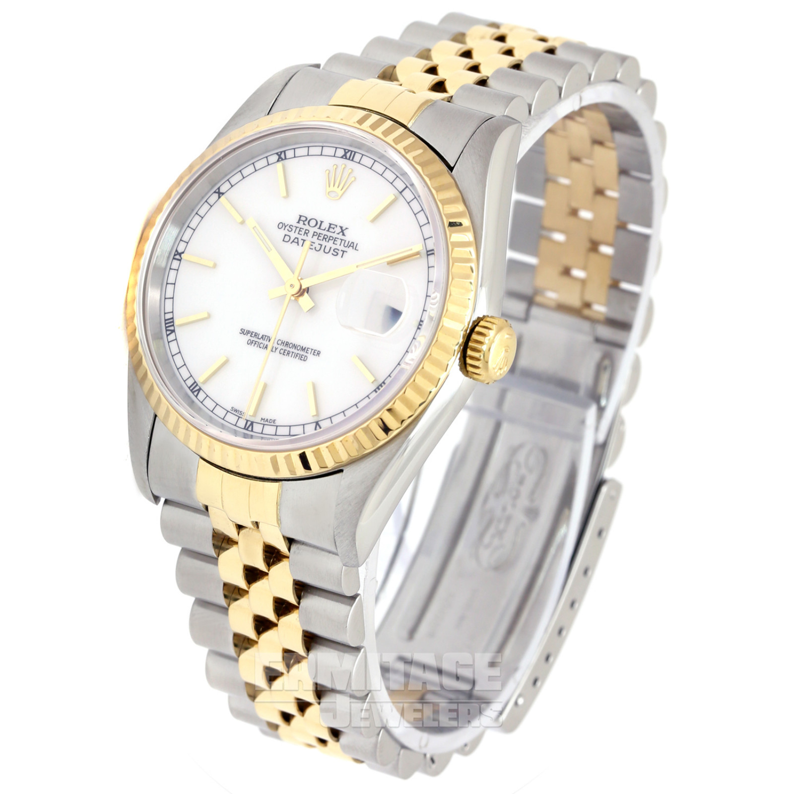 Rolex Datejust 16233 36 mm with Gold Index on White