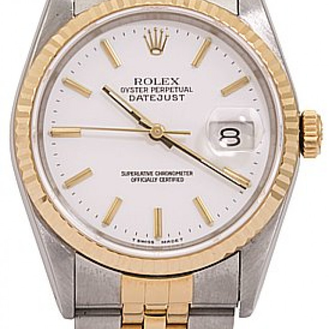 Rolex 16263 Yellow Gold & Steel on Jubilee, Diamond Bezel White with Gold Index