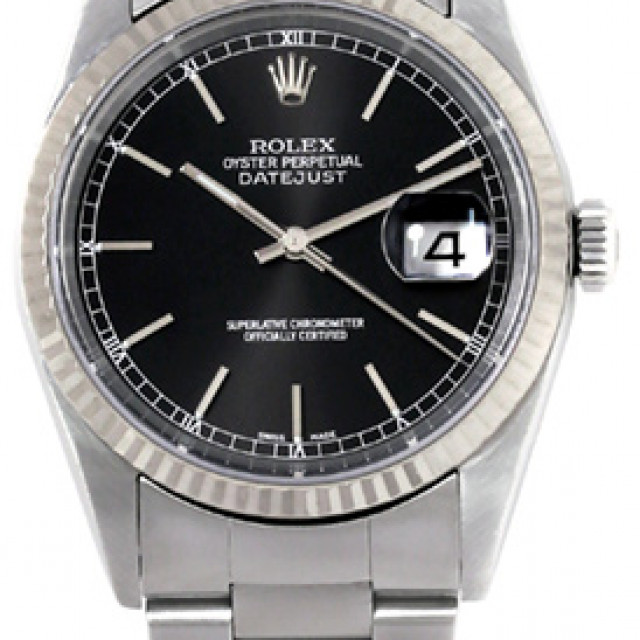Rolex 16234 White Gold & Steel on Oyster Black with Silver Index