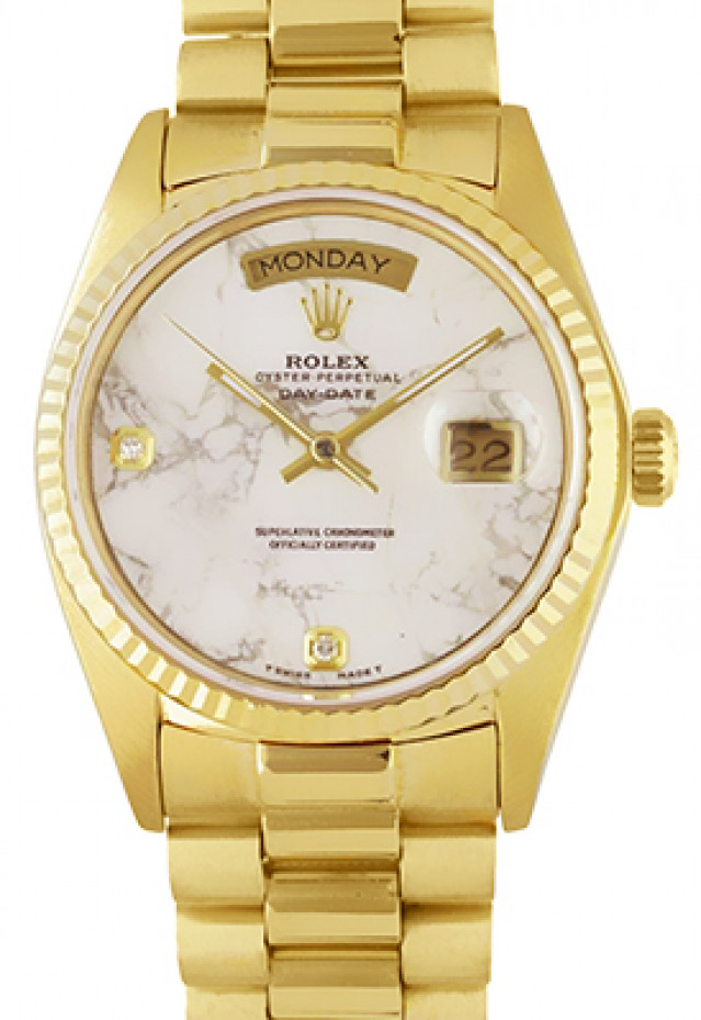 Rolex 18238 Day Date President with Marable White Dial