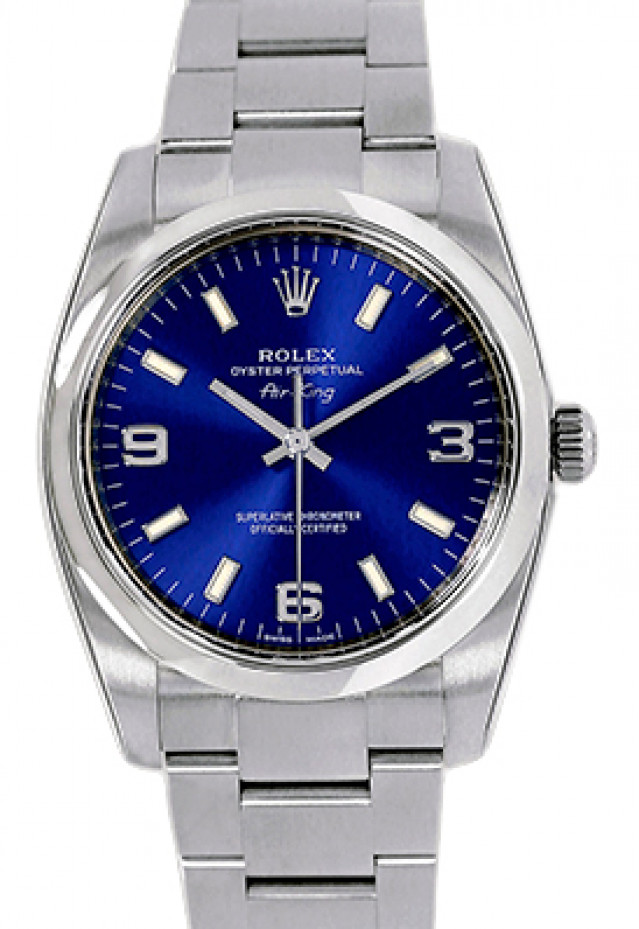 Rolex 114200 Steel on Oyster Blue, 3-6-9