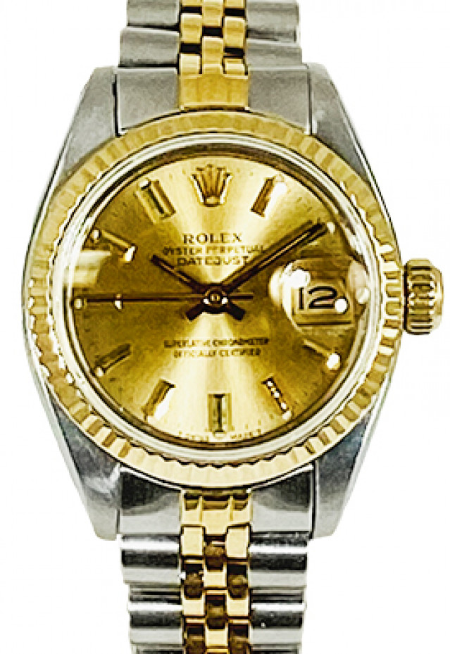 Rolex 69173 Yellow Gold & Steel on Jubilee, Fluted Bezel Champagne with Gold Index