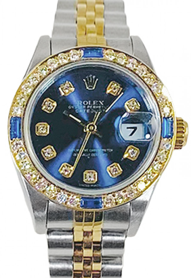 Rolex 69173 Yellow Gold & Steel on Jubilee, Fluted Bezel Blue Diamond Dial