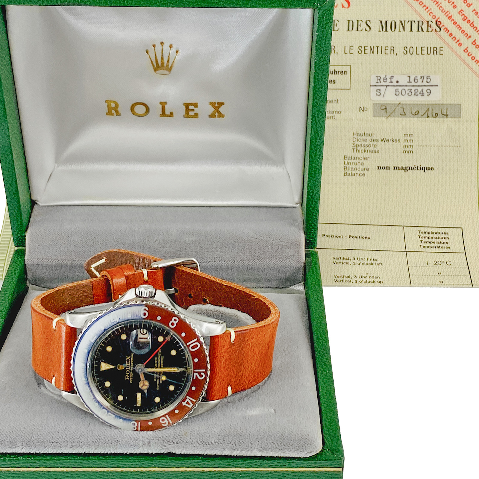 Rolex GMT-Master Ref. 1675 Exclamation Dial 1960 With Certificate