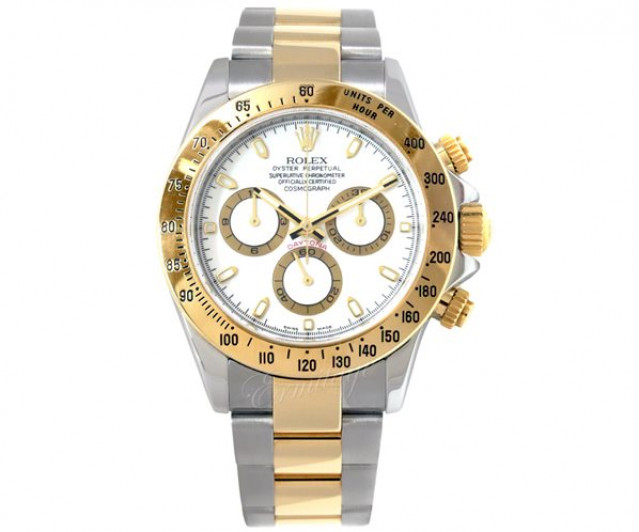 Rolex 116523 Yellow Gold & Steel on Oyster White with Luminous Index on Gold