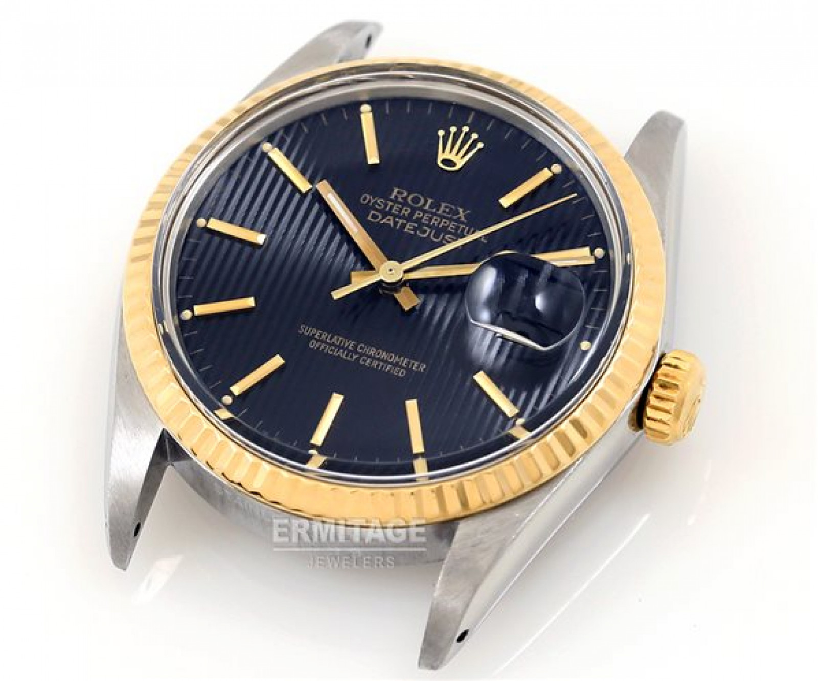 36 mm Rolex Datejust 16013 Yellow Gold with Black Tapestry Dial