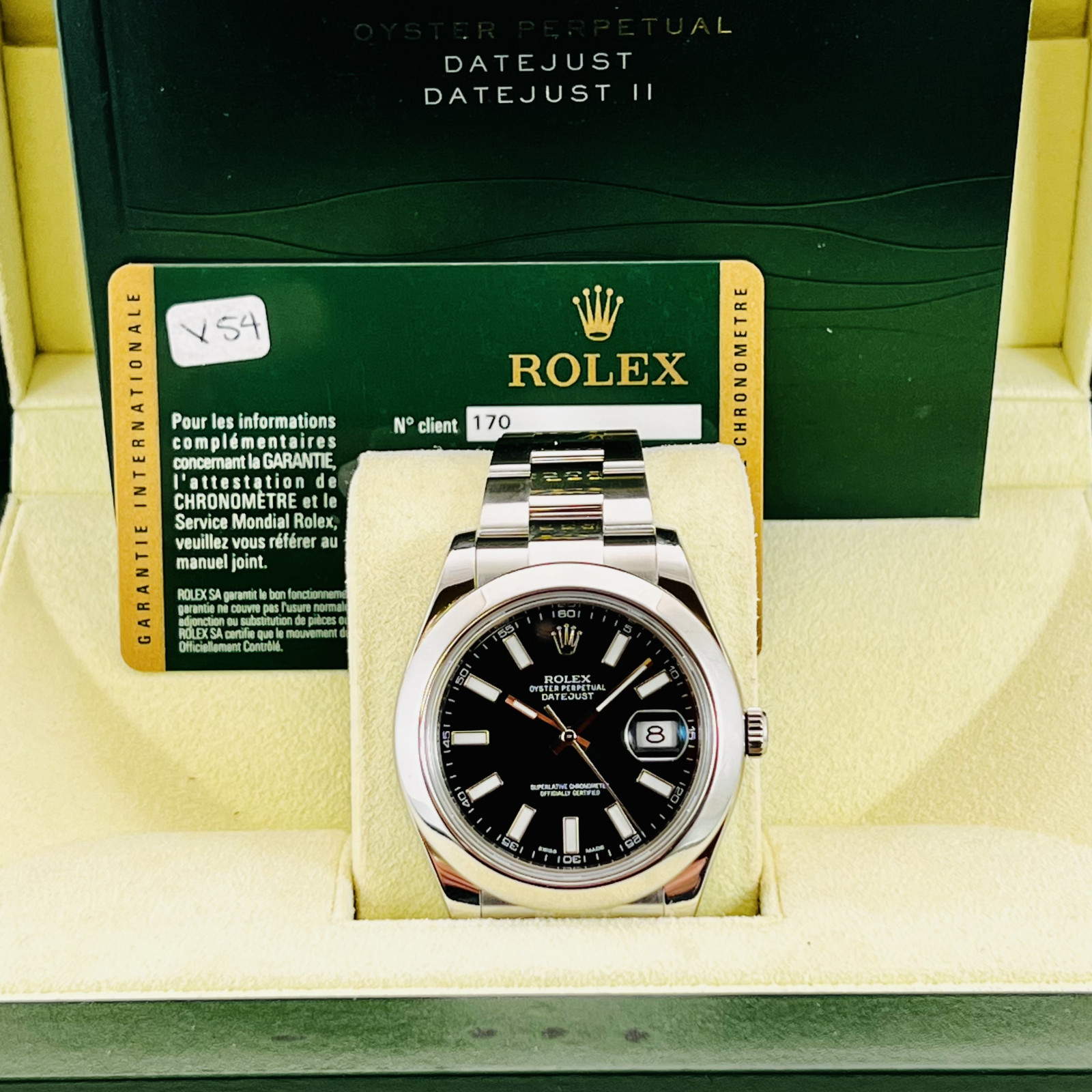 Pre-Owned Stainless Steel Rolex Datejust41 116300 with Black Dial