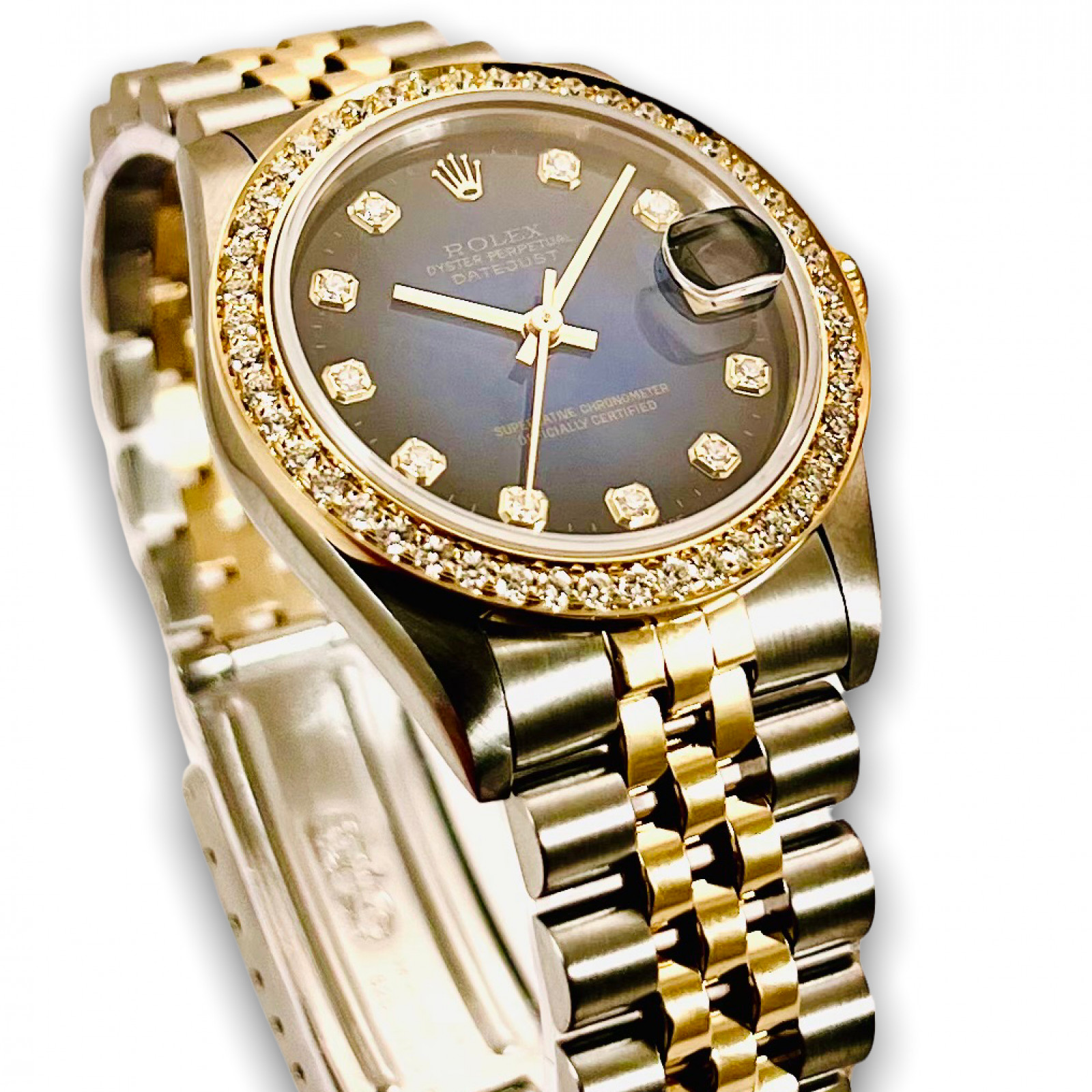 Mid Size Rolex Datejust 78273 Custom Set Diamond bezel