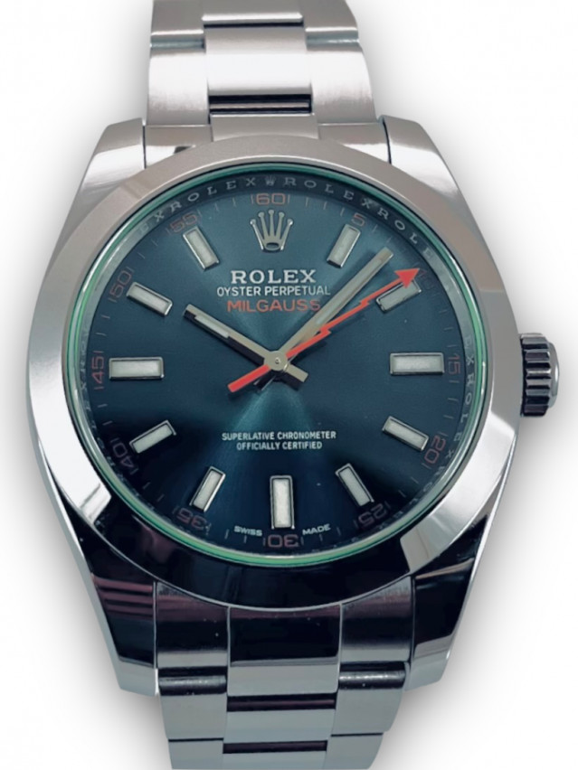 Rolex 116400 Steel on Oyster, Smooth Bezel Blue with Luminous Index