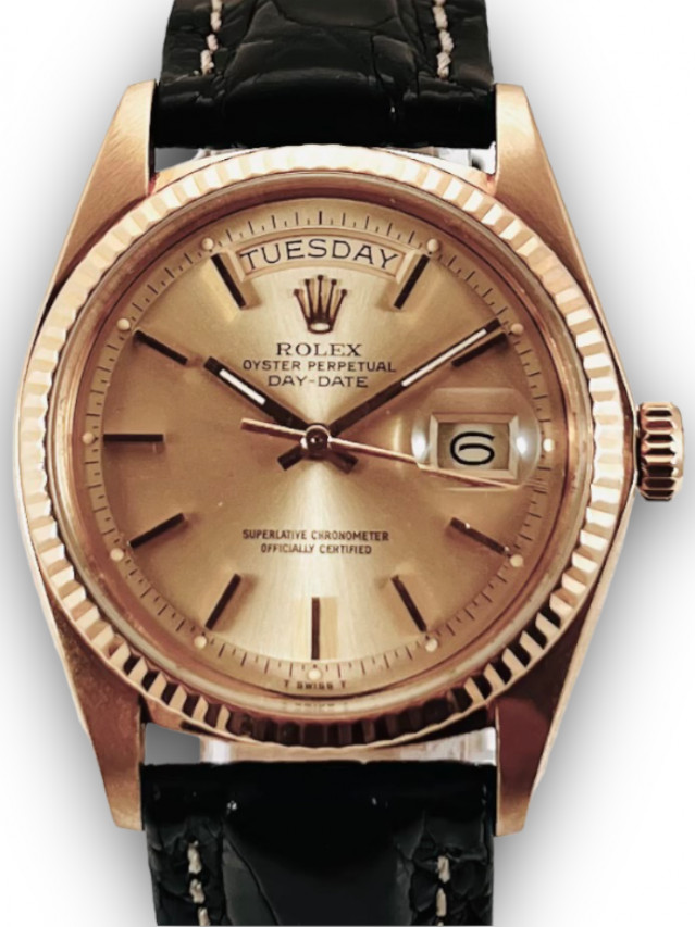 Rolex 1803 Yellow Gold on President, Fluted Bezel Champagne with Gold Index