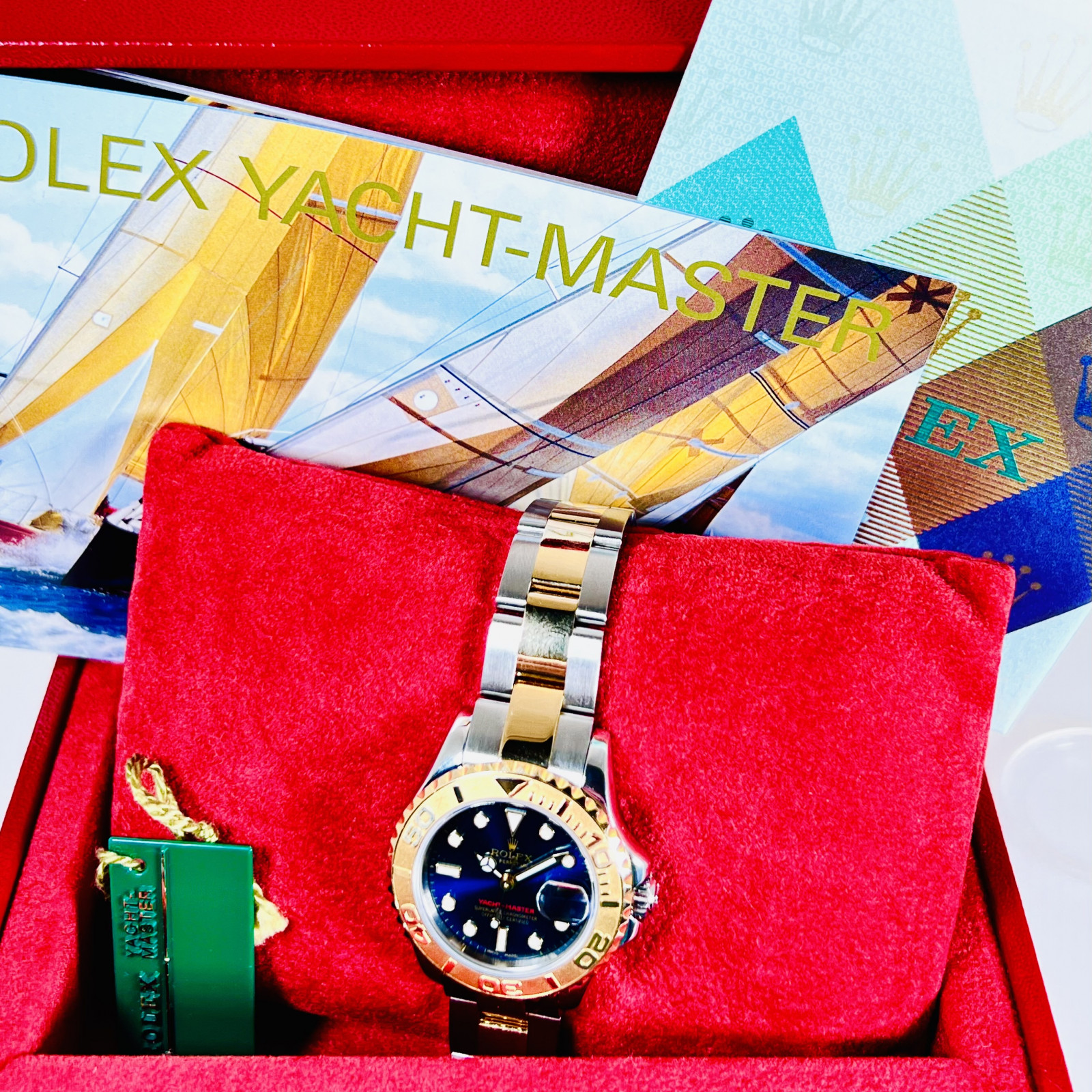 Rolex Yachtmaster Steel Yellow Gold Blue Dial Ladies Watch 169623 29 mm