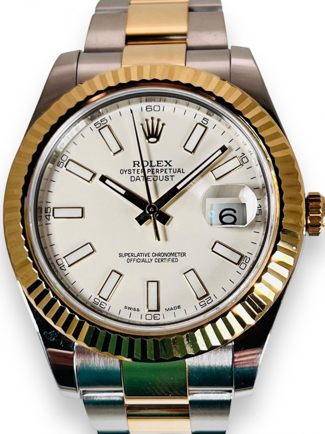 Rolex 116333 Yellow Gold & Steel on Oyster, Fluted Bezel Champagne Diamond Dial