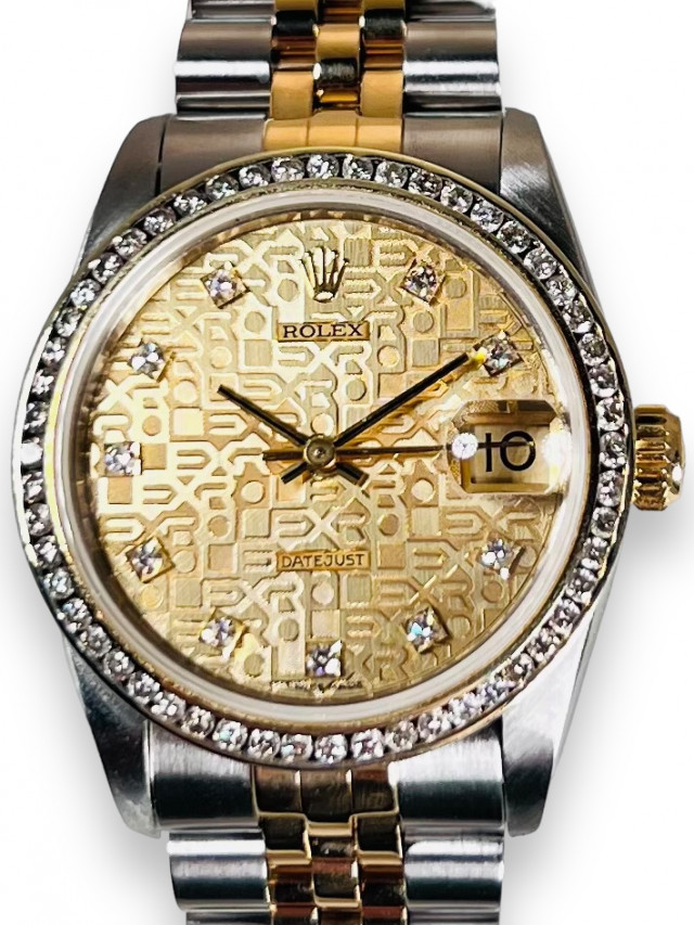 Mid Size Rolex Datejust 68273 Custom Set Diamond bezel