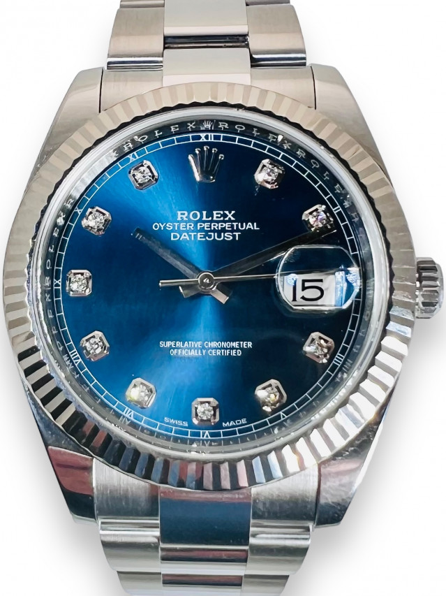 Rolex 126334 White Gold & Steel on Oyster White with Luminous Index on Steel