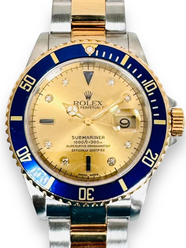 Rolex 16613 Yellow Gold & Steel on Oyster, Blue Champagne Diamond Dial