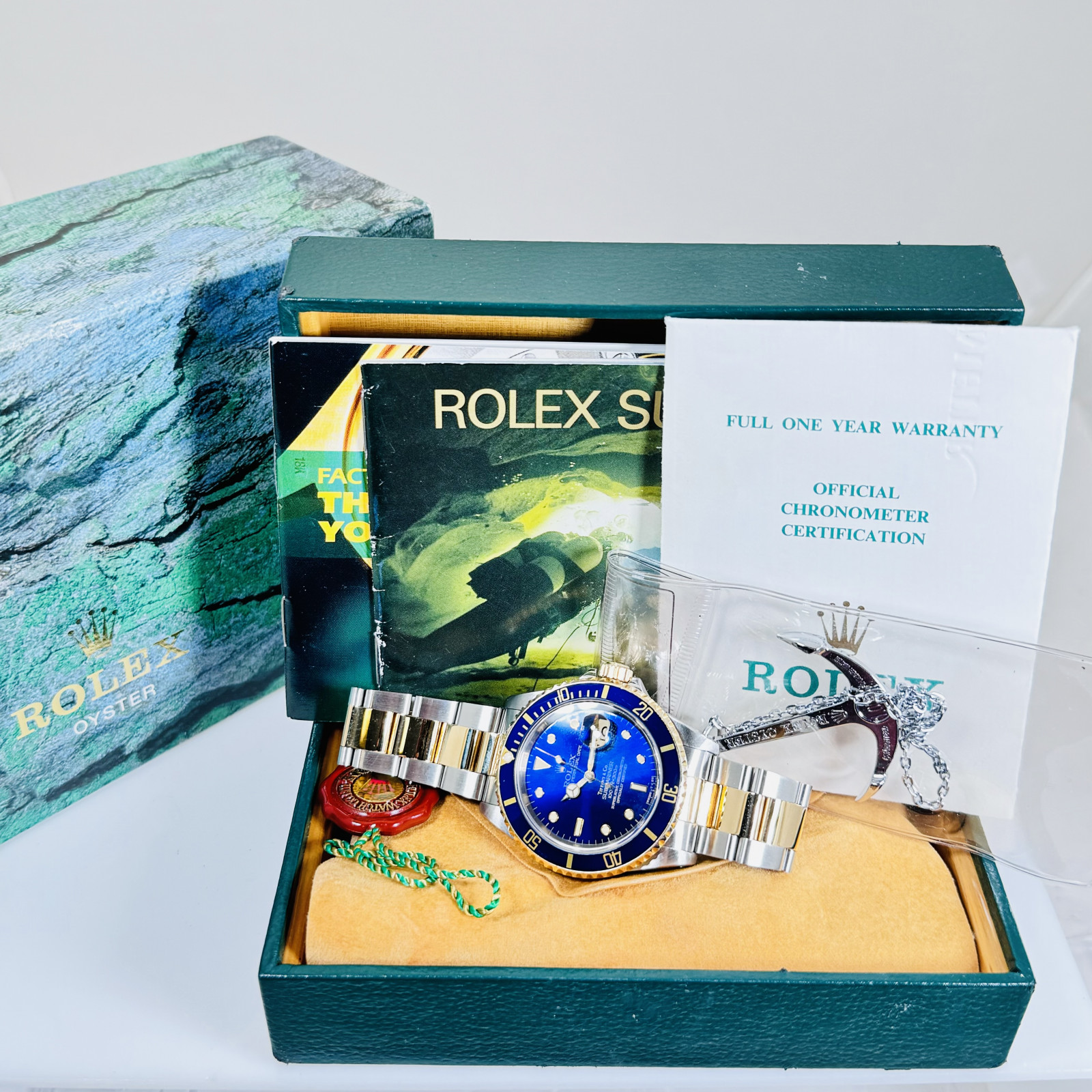 1992 Gold Steel Blue Bezel Dial Rolex Submariner 16613 Tiffany