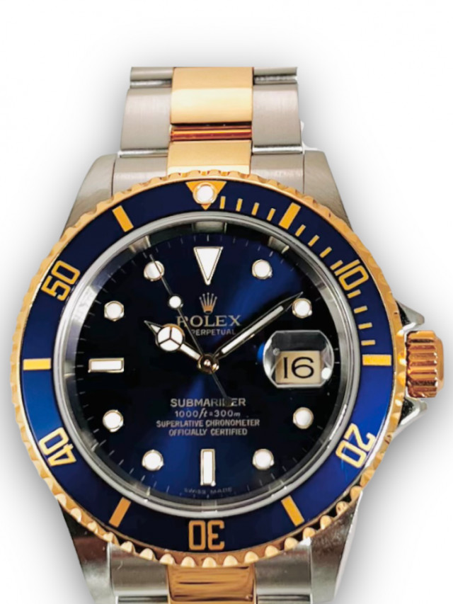 Blue Rolex Submariner 16613  Gold & Steel