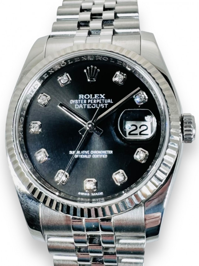 Rolex 116234 White Gold & Steel on Jubilee Black Diamond Dial