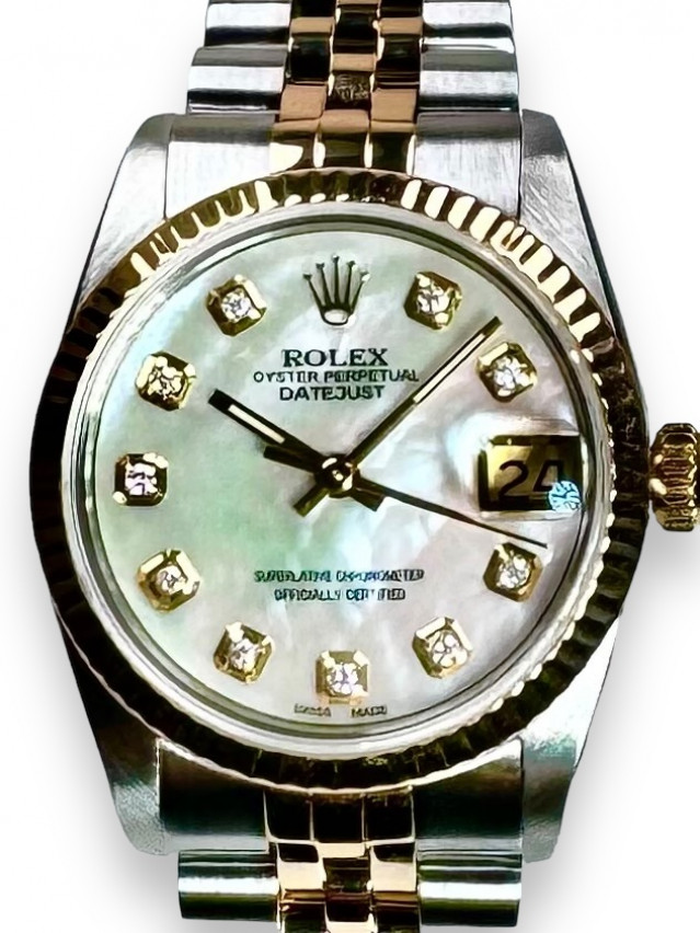 Mid Size Rolex Datejust 68273  Mother Of Pearl Dial