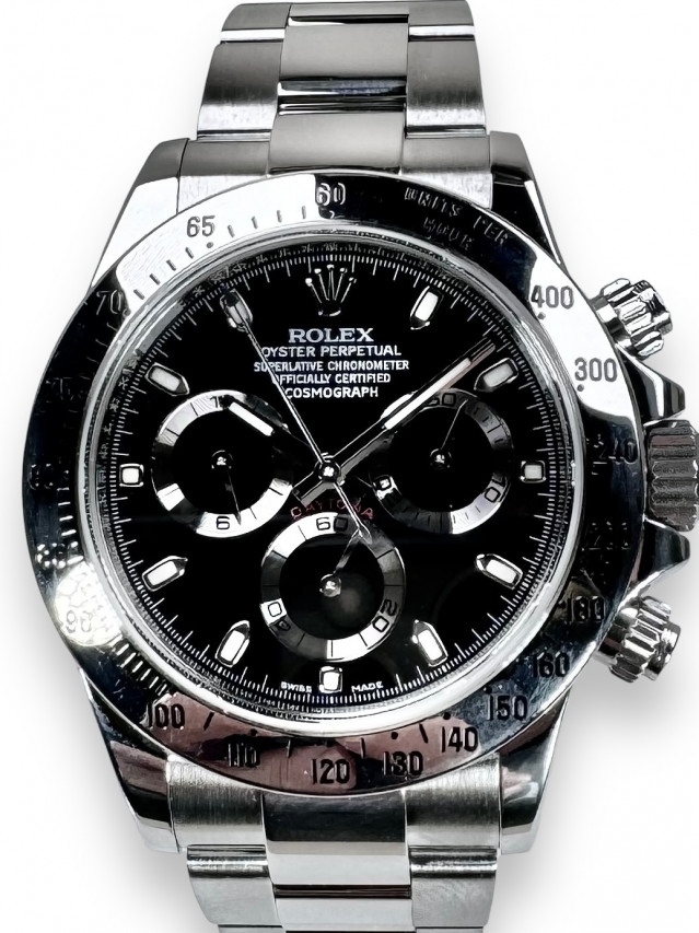 Rolex 116520 Steel on Oyster Black with Luminous Index on Platinum