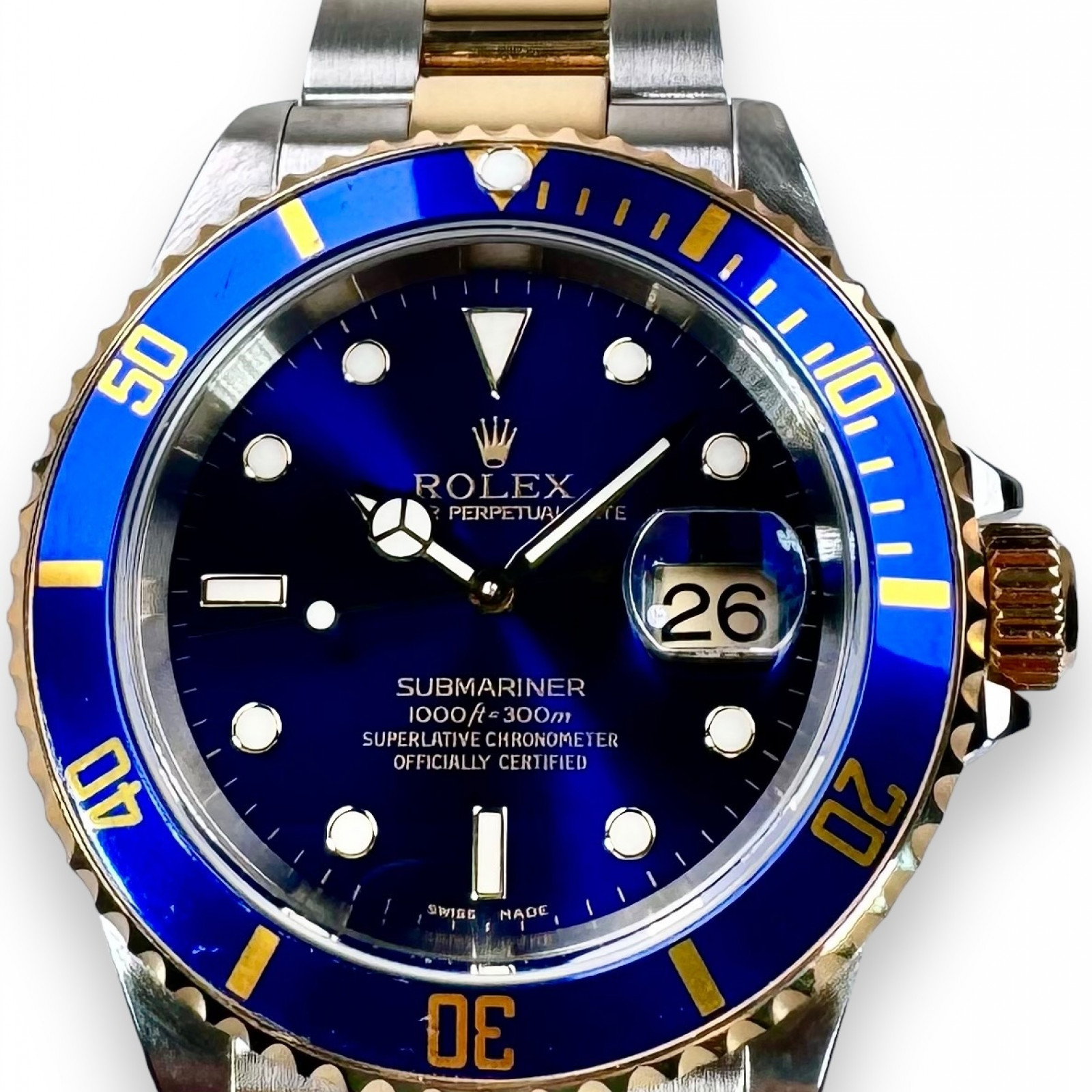 Gold Steel Blue Bezel Dial Rolex Submariner 16613 Ermitage