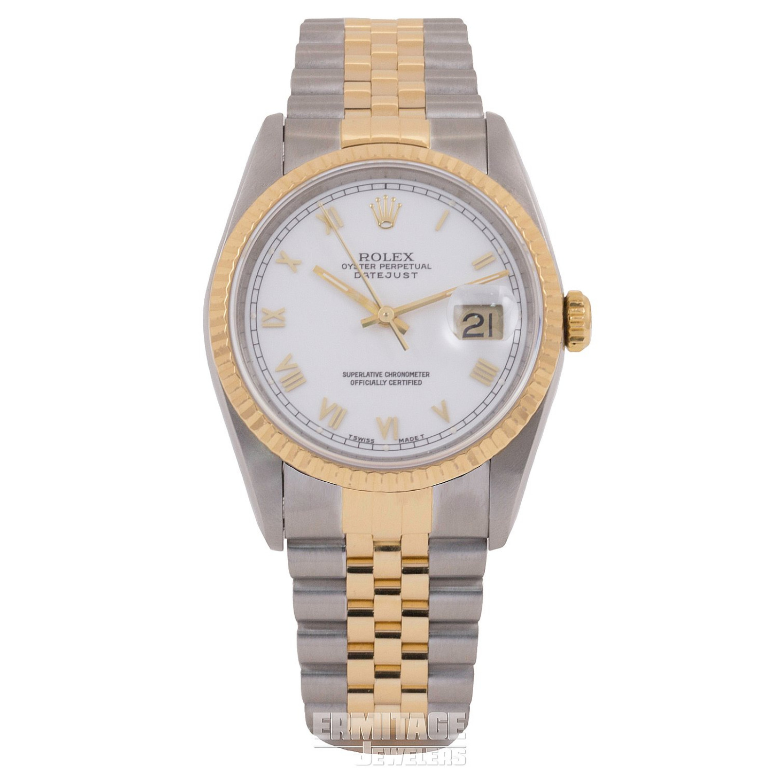 Rolex Datejust 16233 36 mm with Gold Roman on White